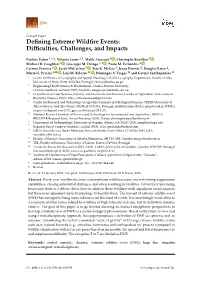 Defining Extreme Wildfire Events: Difficulties, Challenges, and Impacts