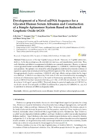 Development of a Novel Ssdna Sequence for a Glycated Human Serum Albumin and Construction of a Simple Aptasensor System Based on Reduced Graphene Oxide (Rgo)
