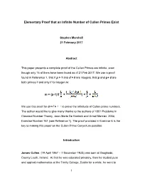 Elementary Proof That an Infinite Number of Cullen Primes Exist