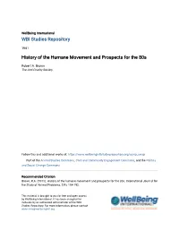 History of the Humane Movement and Prospects for the 80S