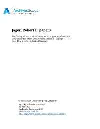 Jager, Robert E. Papers