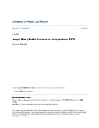 Joseph Henry Beale's Lectures on Jurisprudence, 1909