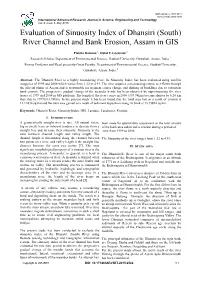 Evaluation of Sinuosity Index of Dhansiri (South) River Channel and Bank Erosion, Assam in GIS