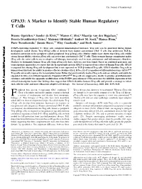 GPA33: a Marker to Identify Stable Human Regulatory T Cells