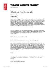 Interview with Gillian Lynne