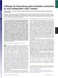Pathways for Neoarchean Pyrite Formation Constrained by Mass