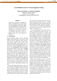 A Probabilistic Model of Ancient Egyptian Writing