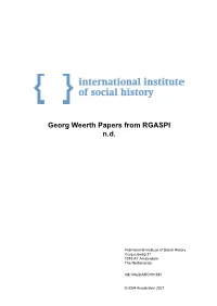 Georg Weerth Papers from RGASPI Nd