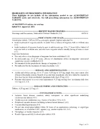 HIGHLIGHTS of PRESCRIBING INFORMATION These Highlights Do Not Include All the Information Needed to Use ALMOTRIPTAN TABLETS Safely and Effectively