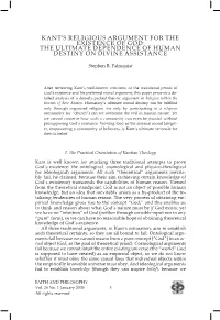 KANT's Religious Argument for the Existence OF