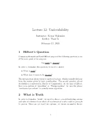 Lecture 12: Undecidability