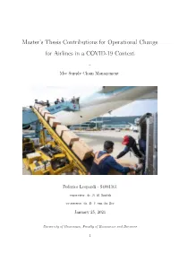 Master's Thesis Contributions for Operational Change for Airlines in A