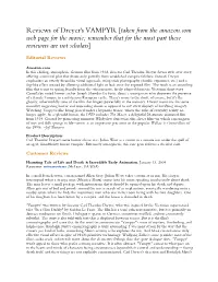 Reviews of Dreyer's VAMPYR [Taken from the Amazon.Com Web Page for the Movie; Remember That for the Most Part These Reviewers Are Not Scholars]