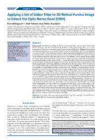 Applying a Set of Gabor Filter to 2D-Retinal Fundus Image to Detect