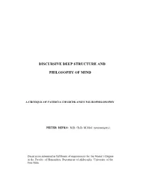 Discursive Deep Structure and Philosophy of Mind