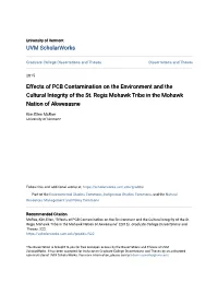 Effects of PCB Contamination on the Environment and the Cultural Integrity of the St