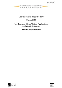 Fast-Tracking 'Green' Patent Applications: an Empirical Analysis Antoine Dechezleprêtre