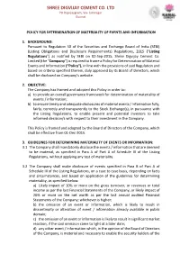 Policy for Determing Materiality of Events