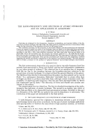 The Radio-Frequency Line Spectrum of Atomic Hydrogen and Its Applications in Astronomy