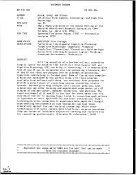 Artificial Intelligence, Counseling, and Cognitive Psychology
