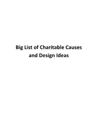 Big List of Charitable Causes and Design Ideas Clickable Table of Contents
