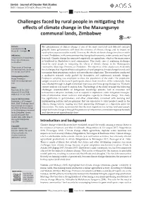 Challenges Faced by Rural People in Mitigating the Effects of Climate Change in the Mazungunye Communal Lands, Zimbabwe