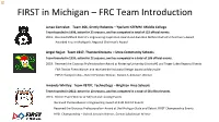 FIRST in Michigan – FRC Team Introduction