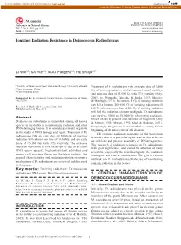 Ionizing Radiation Resistance in Deinococcus Radiodurans