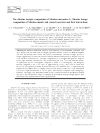 The Chlorine Isotopic Composition of Martian Meteorites 1: Chlorine Isotope Composition of Martian Mantle and Crustal Reservoirs and Their Interactions