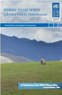 WHERE to GO WHEN a Resource Guide for UNDP Personnel