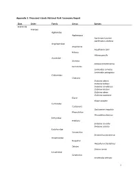 1 Appendix 3. Thousand Islands National Park Taxonomy Report