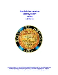 Boards & Commissions Vacancy Report Ending 12/31/16