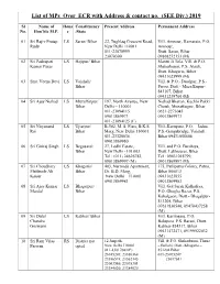 List of Mps Over ECR with Address & Contact No. (SEE Div.) 2019