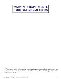 Markov Chain Monte Carlo (Mcmc) Methods