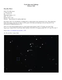 TAAS Observing Challenge February 2016 Deep Sky Object