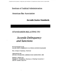 Juvenile Delinquency and Sanctions