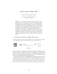 On the Logic of SQL Nulls