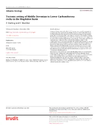 Tectonic Setting of Middle Devonian to Lower Carboniferous Rocks in the Magdalen Basin P