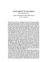 TESTAMENT of SOLOMON (First to Third Century A.D.)