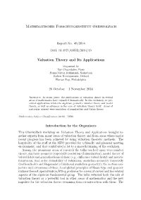Valuation Theory and Its Applications