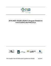 2019-2020 CPLED LEGACY Program HANDBOOK for STUDENTS and PRINCIPALS