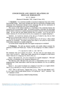 CONGRUENCES and GREEN's RELATIONS on REGULAR SEMIGROUPS Byt