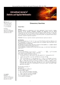 Elementary Functions Received: 03-01-2018 Accepted: 04-02-2018 Sweeti Devi