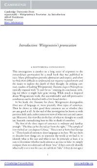 Introduction: Wittgenstein's Provocation