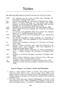 The Following Abbreviations of Books by Strauss Are Used in the Notes