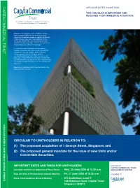 Capitacommercial Trust CIRCULAR DATED 9 JUNE 2008 Overview