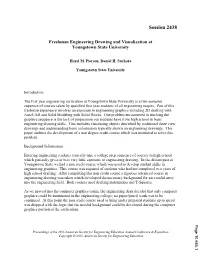 Freshman Engineering Drawing and Visualization at Youngstown State University