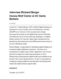 Richard Berger, SVP of Global Digital Strategy and Operations for Sony Pictures Home Entertainment, Sat Down with MIP for an Interview