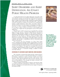 Sleep Disorders and Sleep Deprivation: an Unmet Public Health Problem