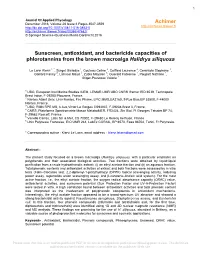 Sunscreen, Antioxidant, and Bactericide Capacities of Phlorotannins from the Brown Macroalga Halidrys Siliquosa